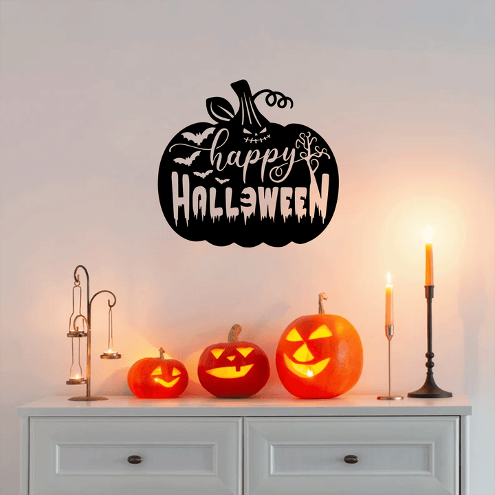 Happy Halloween Pumpkin Metal Wall Art, view 2 by MetalPlex