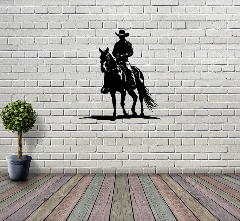 Cowboy on Horse Metal Wall Art