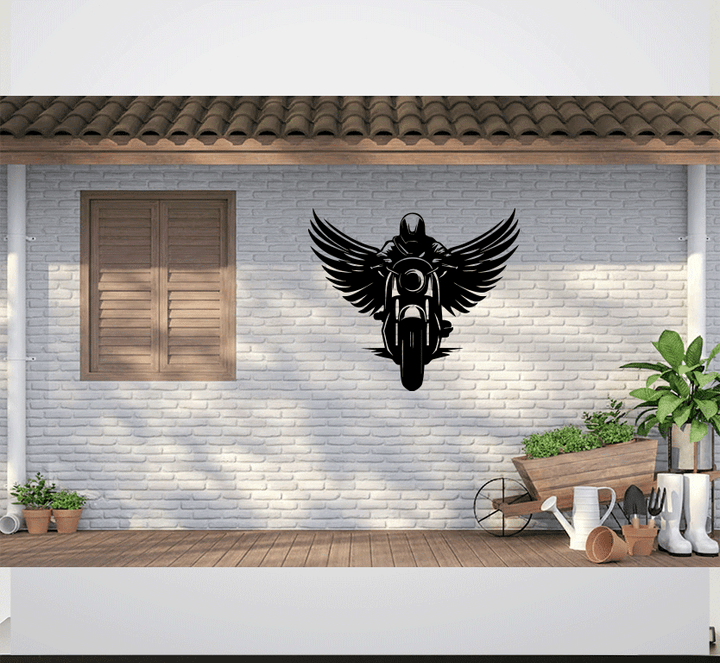 Winged Biker Metal Wall Art, view 6 by MetalPlex
