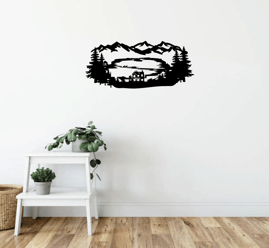 Mountain Lake View - Metal Wall Art