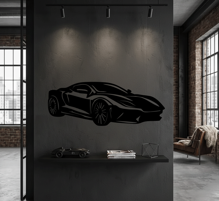 Super Car Silhouette Metal wall Art