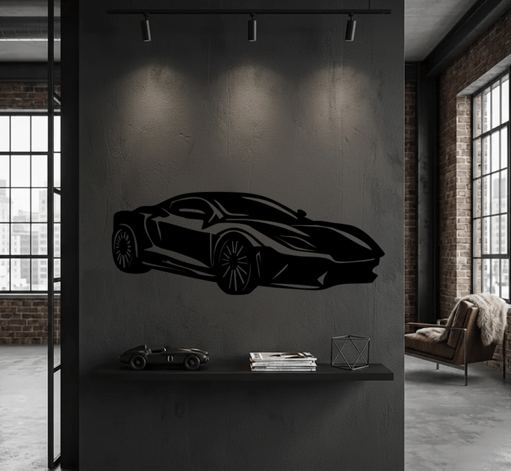 Super Car Silhouette Metal wall Art