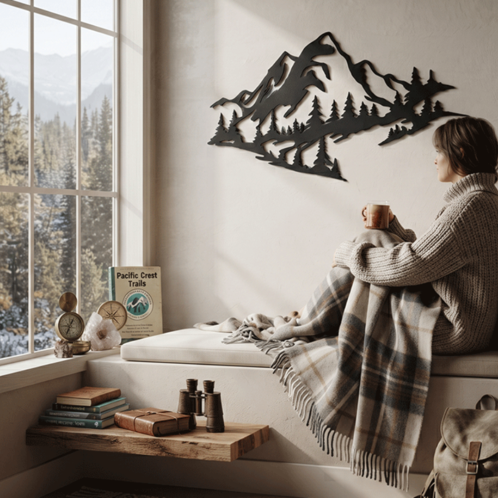 Mountain Range View Metal Wall Art