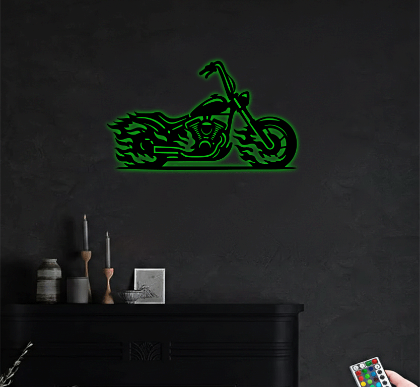 Flaming Bike Metal Wall Art, view 6 by MetalPlex