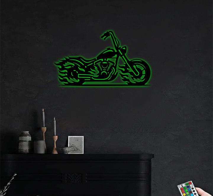 Flaming Bike Metal Wall Art, view 6 by MetalPlex
