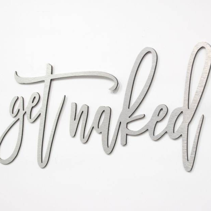 Get Naked Metal Wall Art – Funny Bathroom Wall Decor
