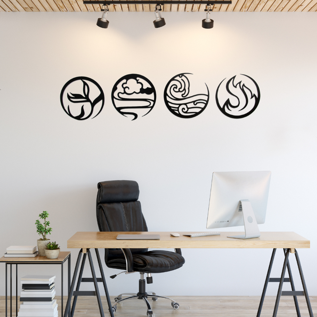 Four Elements Alternative Metal Wall Art – Earth Wind Fire Water Wall Decor