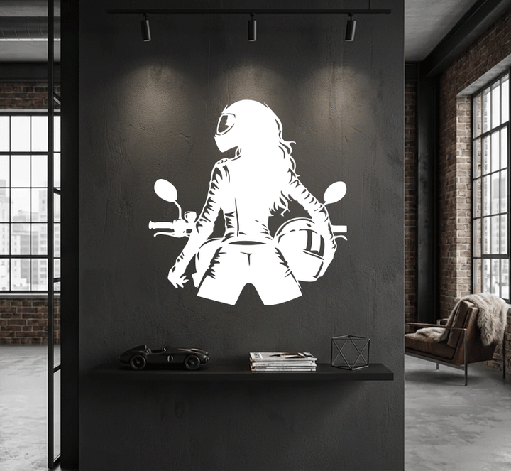 Biker Girl Metal Wall Art