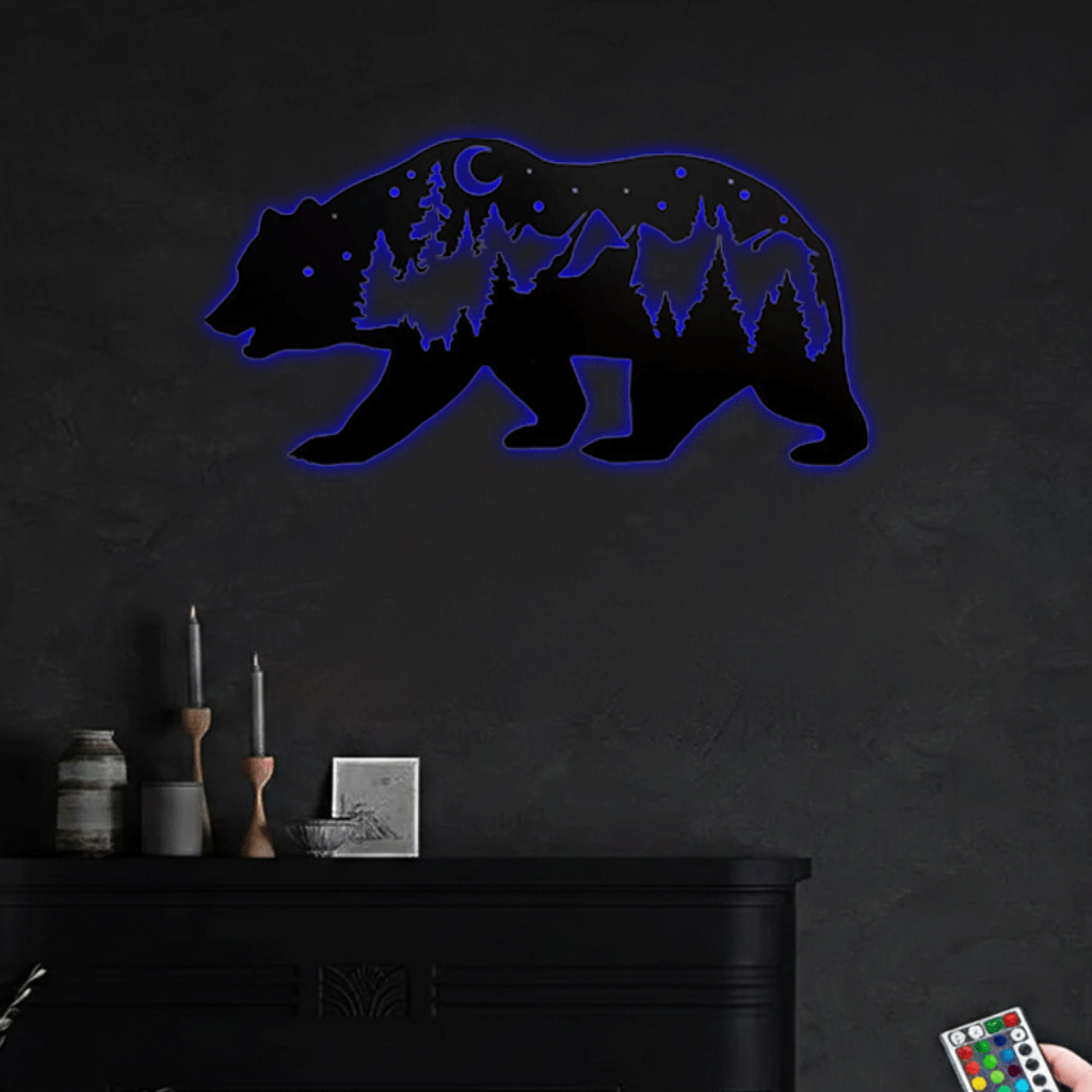 Bear Metal Wall Art – Rustic Wildlife Cabin Home Decor