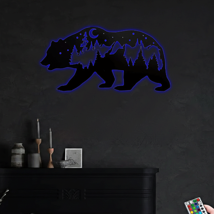 Bear Metal Wall Art – Rustic Wildlife Cabin Home Decor