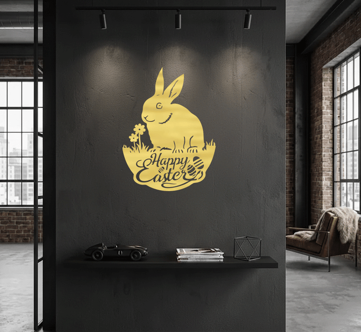 Easter Garden Bunny Metal Wall Art