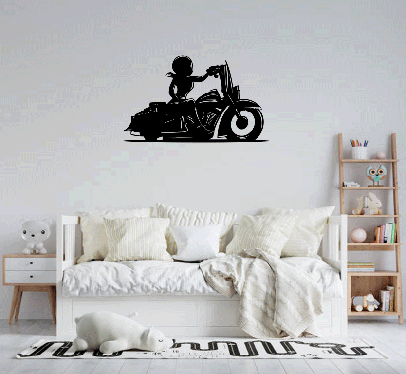 Female Biker Metal Wall Art