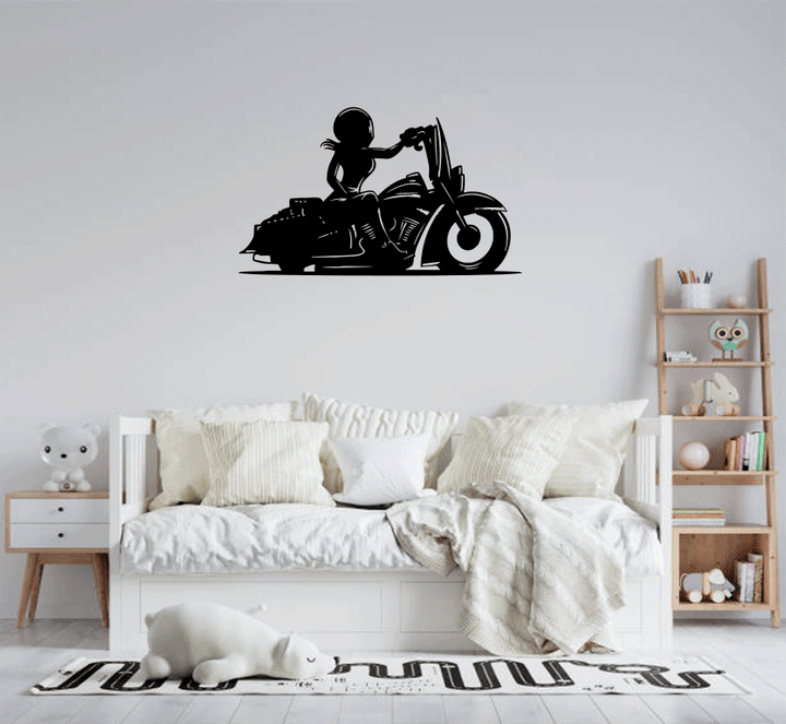 Female Biker Metal Wall Art