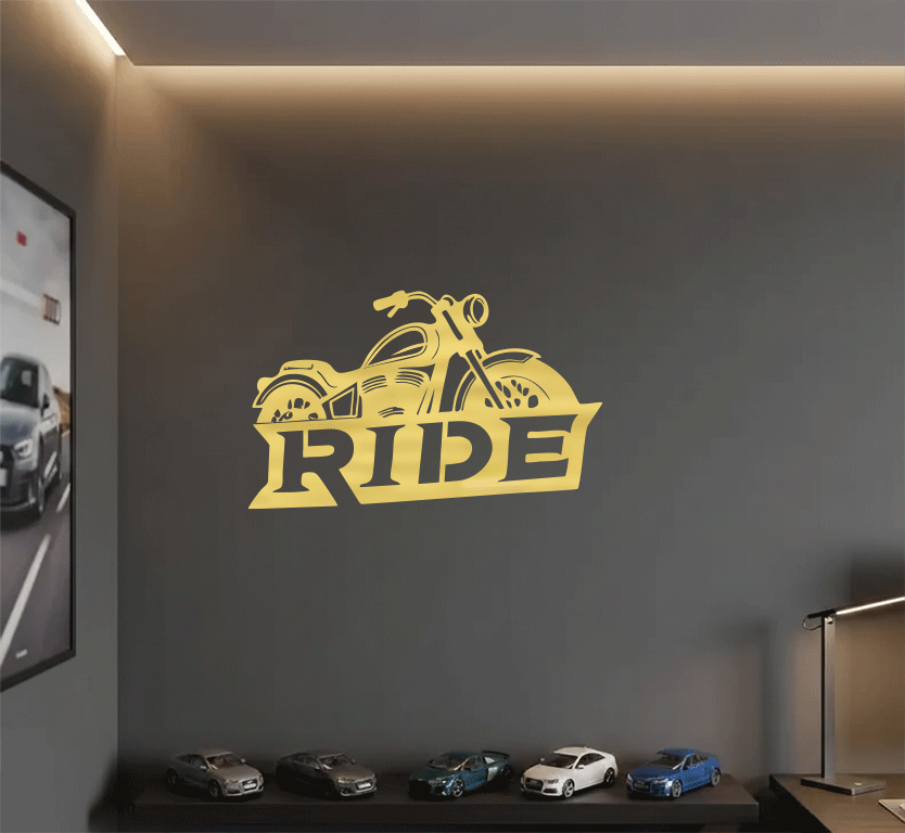 Ride Motorcycle Metal Wall Art