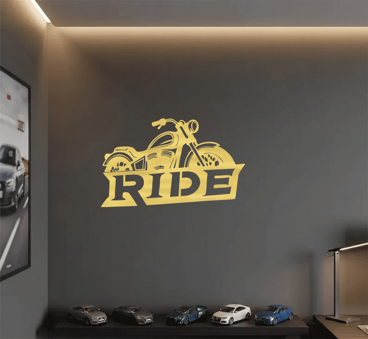 Ride Motorcycle Metal Wall Art