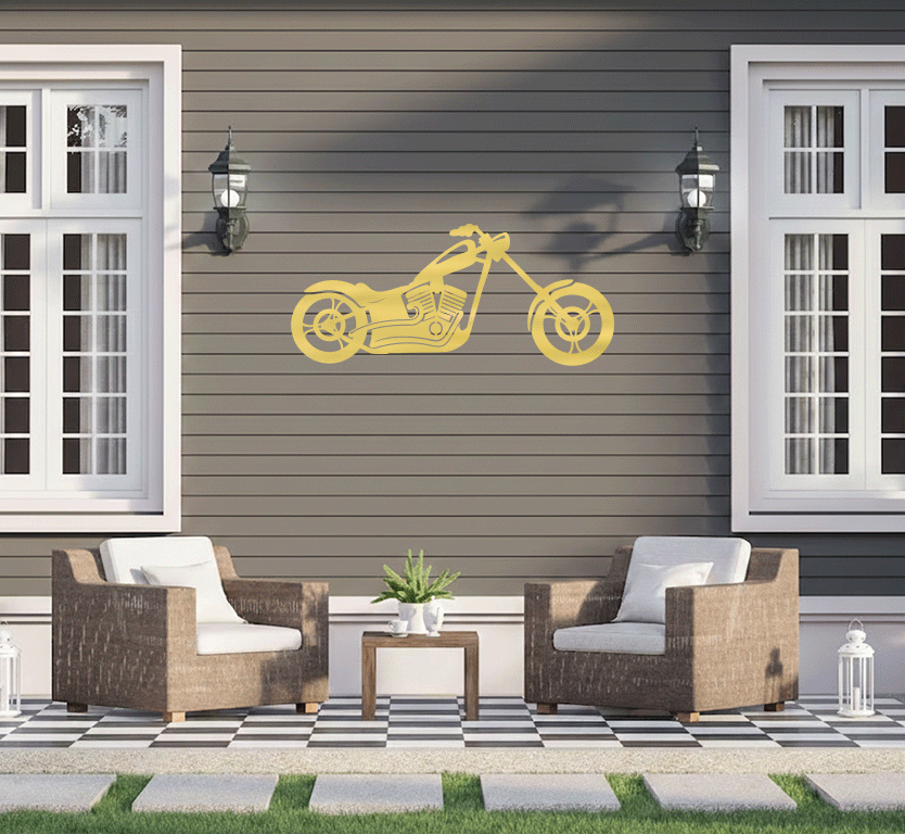 Chopper Motorcycle Metal Wall Art