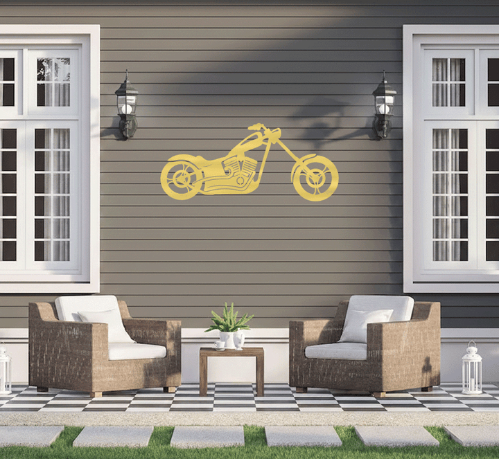 Chopper Motorcycle Metal Wall Art