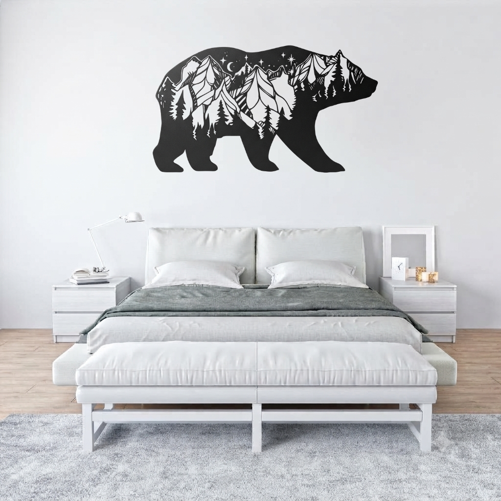 Bear Mountain Metal Wall Art – Wildlife Rustic Cabin &amp; Lodge Wall Decor