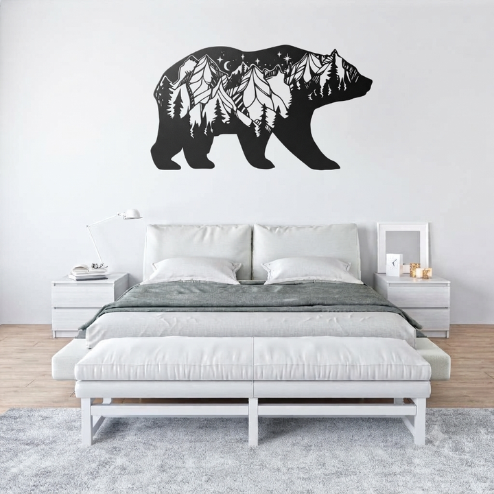 Bear Mountain Metal Wall Art – Wildlife Rustic Cabin &amp; Lodge Wall Decor