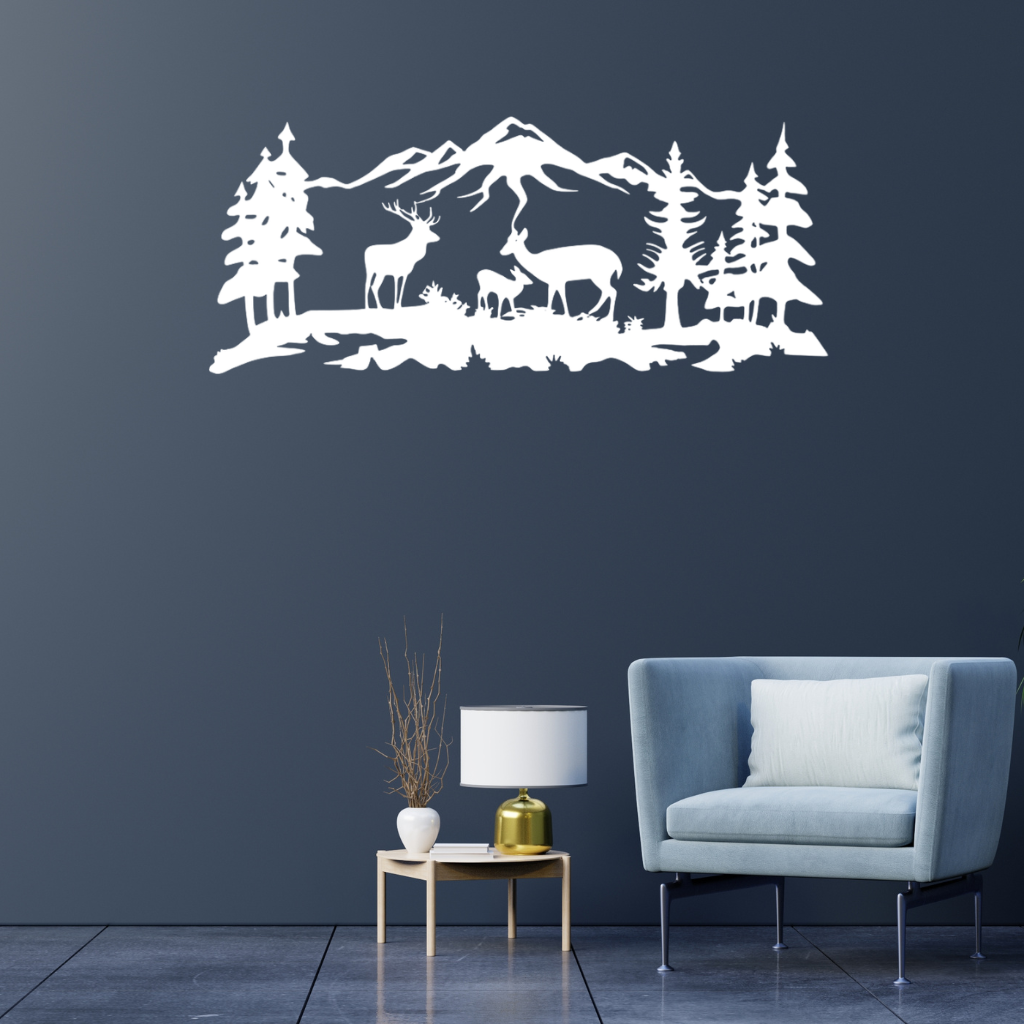 Deer Grazing Metal Wall Art – Wildlife Nature Cabin Home Decor
