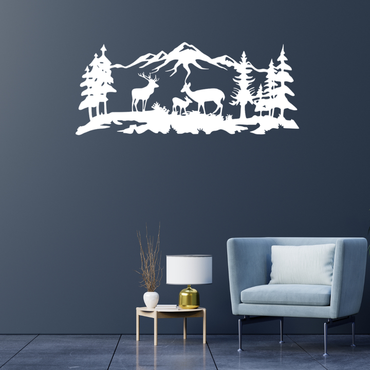 Deer Grazing Metal Wall Art – Wildlife Nature Cabin Home Decor