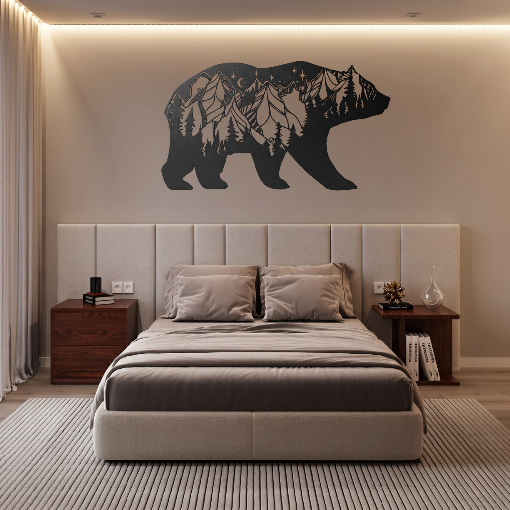 Bear Mountain Metal Wall Art – Wildlife Rustic Cabin &amp; Lodge Wall Decor