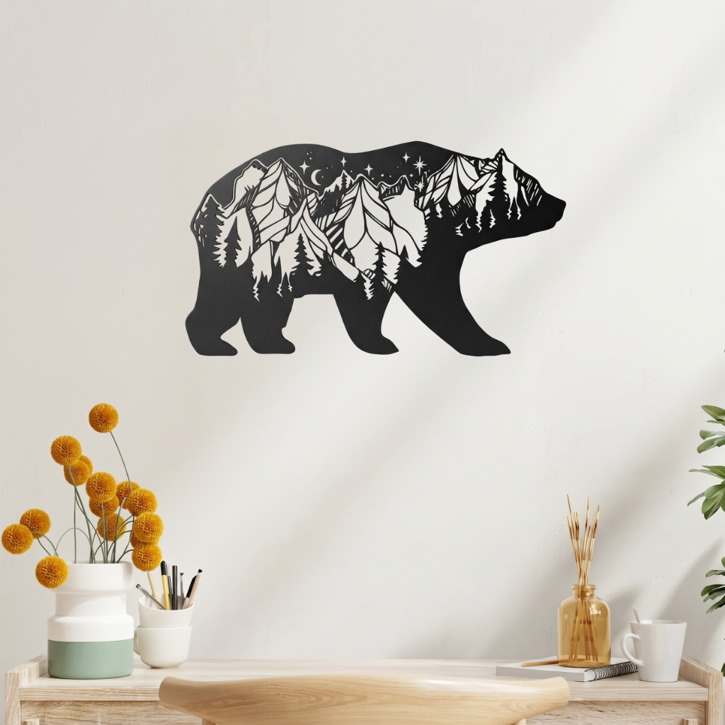 Bear Mountain Metal Wall Art – Wildlife Rustic Cabin &amp; Lodge Wall Decor