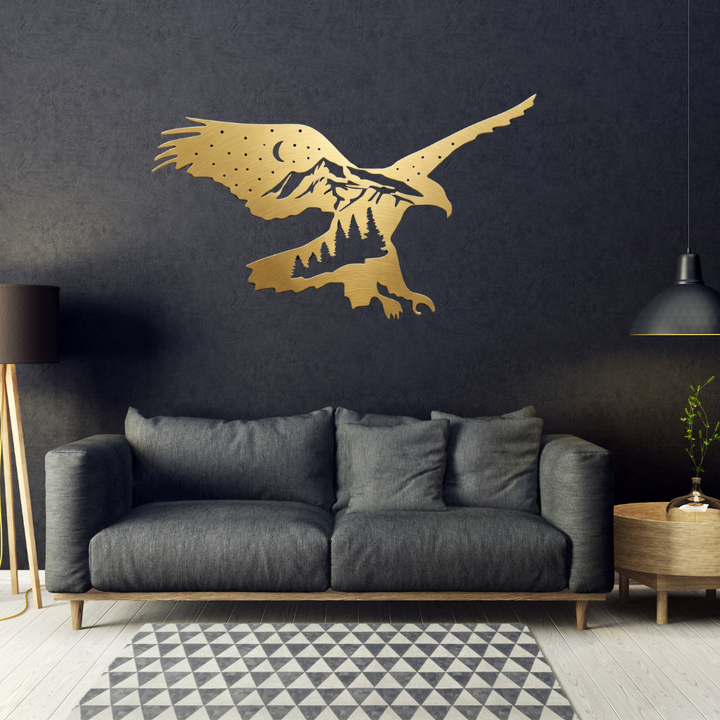 Mountain Eagle Metal Wall Art – Wildlife Patriotic Rustic Home Decor