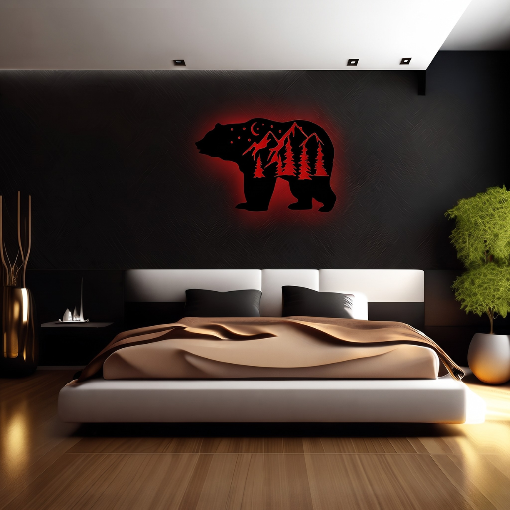Big Bear Metal Wall Art – Rustic Wildlife Cabin &amp; Lodge Home Decor