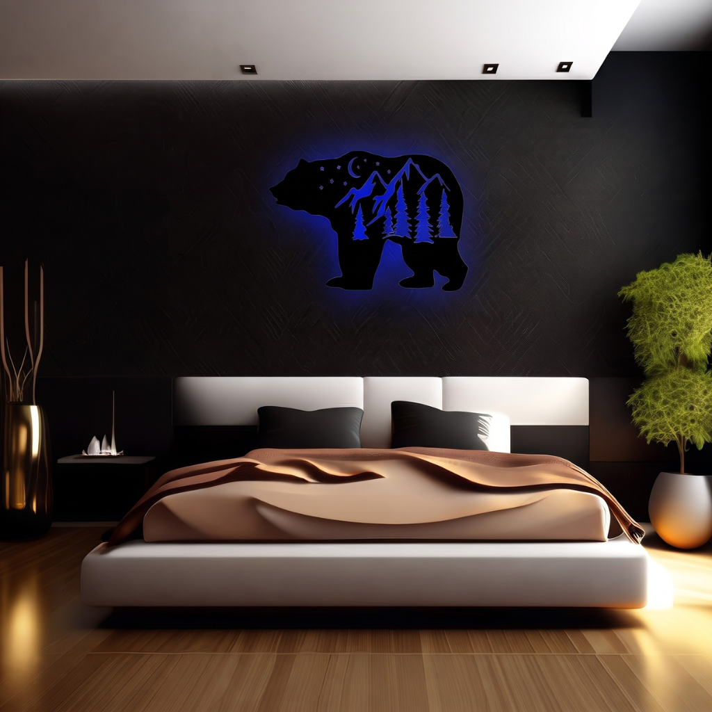 Big Bear Metal Wall Art – Rustic Wildlife Cabin &amp; Lodge Home Decor