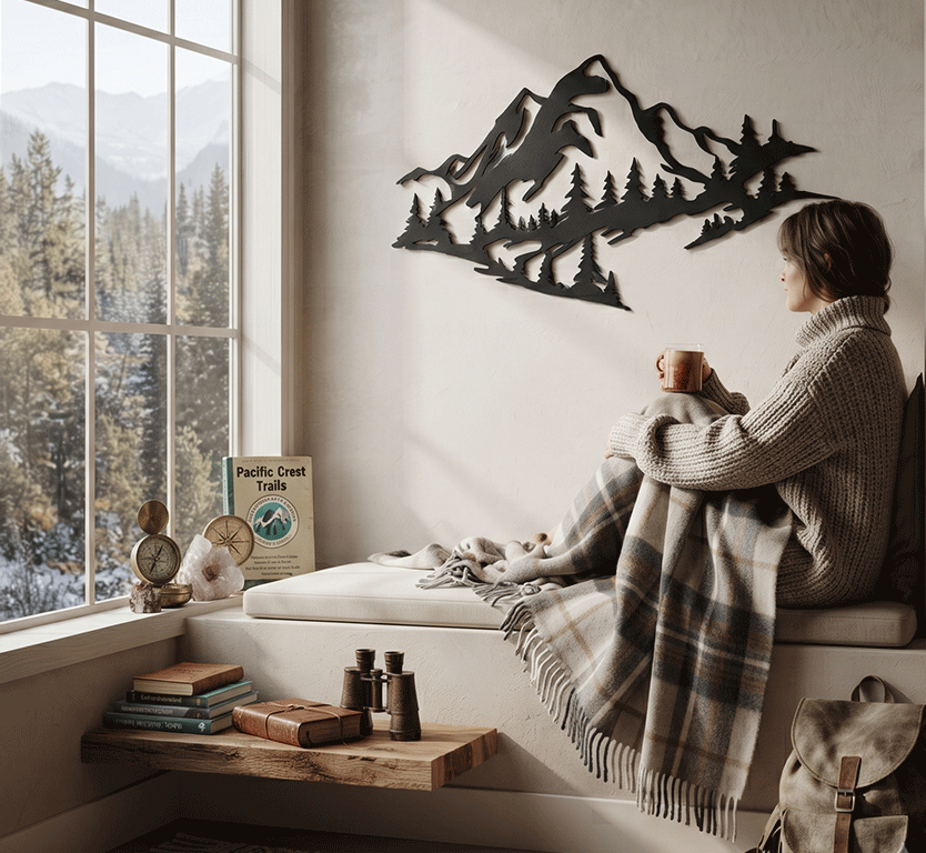 Mountain Range View Metal Wall Art