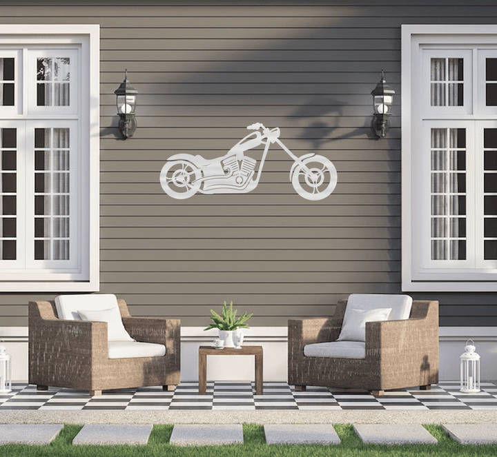 Chopper Motorcycle Metal Wall Art