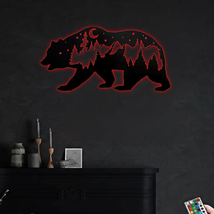 Bear Metal Wall Art – Rustic Wildlife Cabin Home Decor