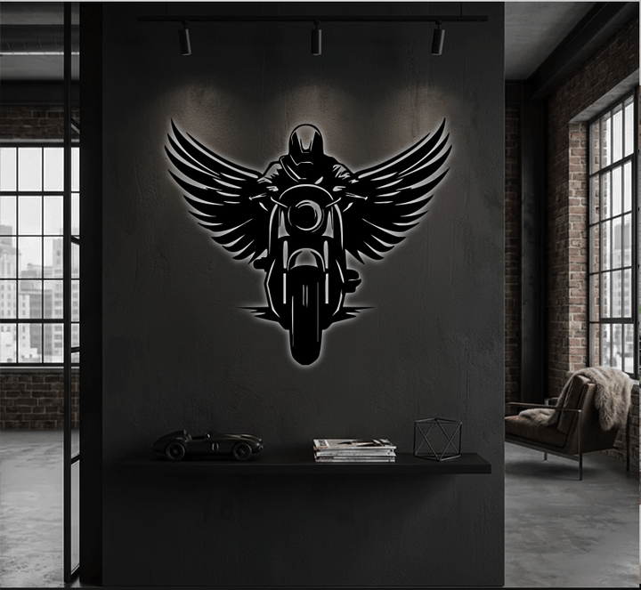 Winged Biker Metal Wall Art, view 7 by MetalPlex