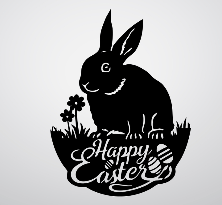 Easter Garden Bunny Metal Wall Art