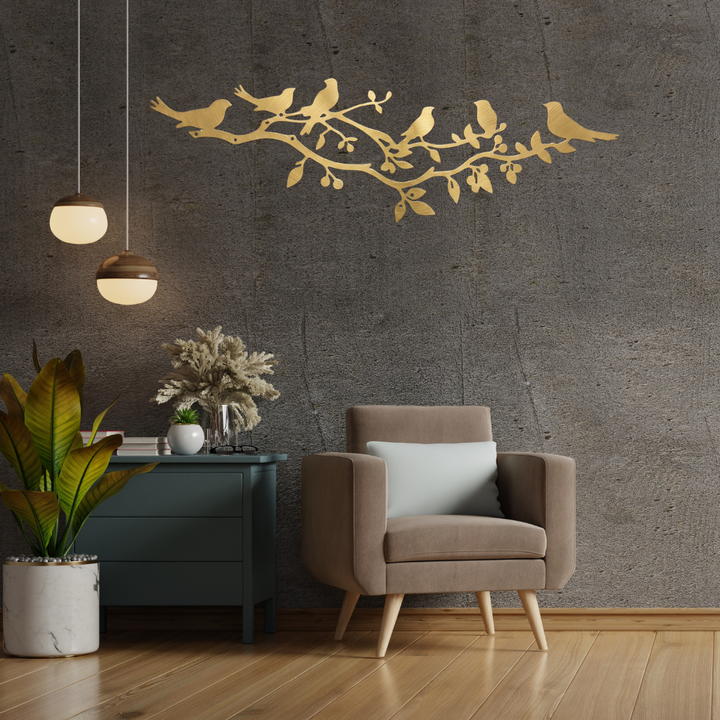 Birds on a Tree Branch Metal Wall Art – Nature Wildlife Home Decor