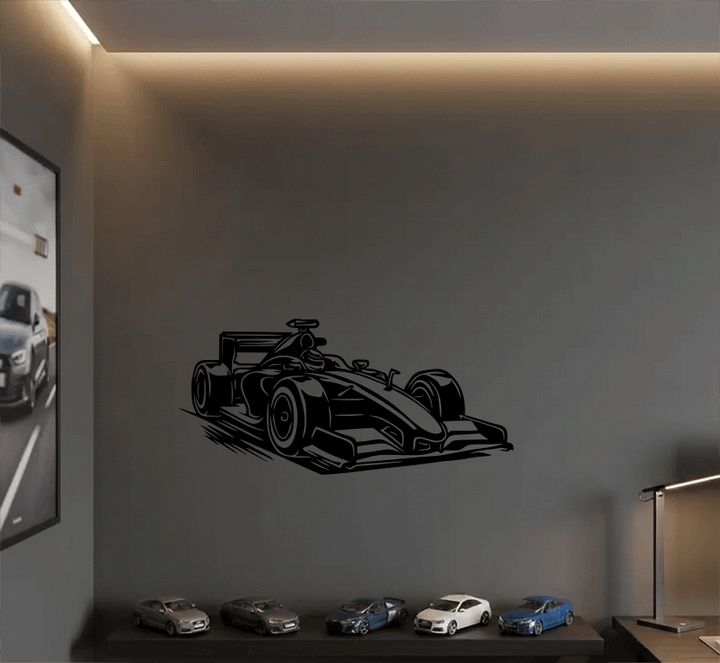 F1 Grand Prix Race Car Metal Wall Art