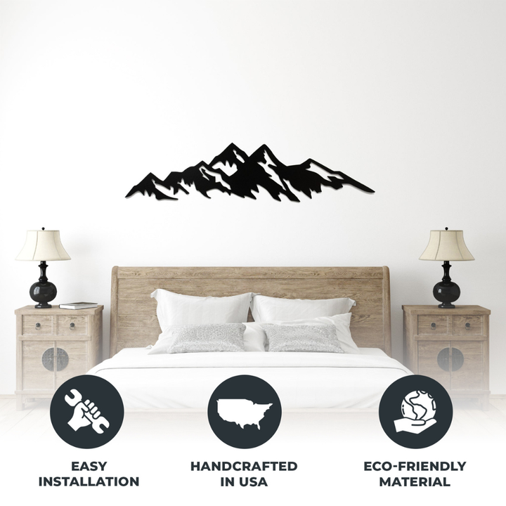 Mountains Metal Wall Art – Large Rustic Landscape Home Decor