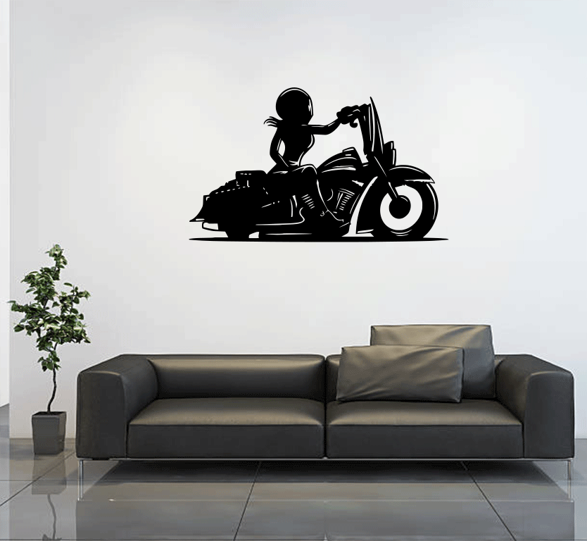 Female Biker Metal Wall Art