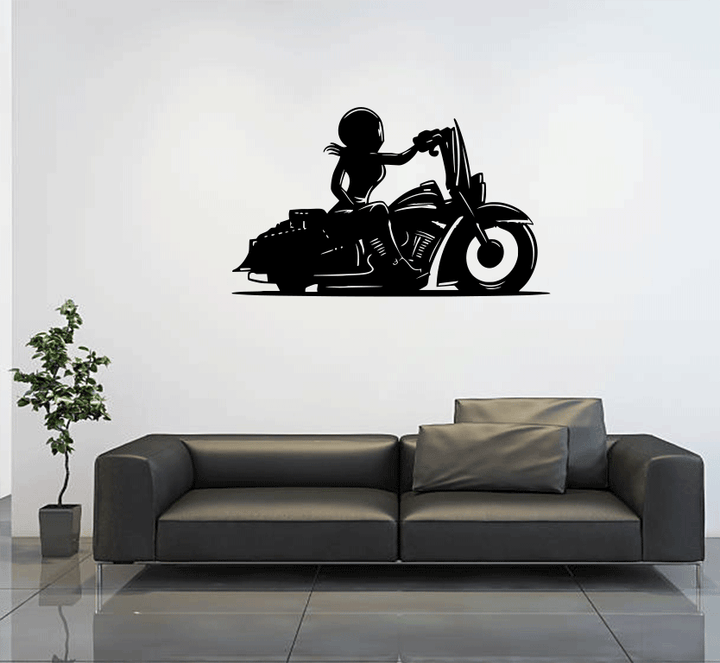 Female Biker Metal Wall Art