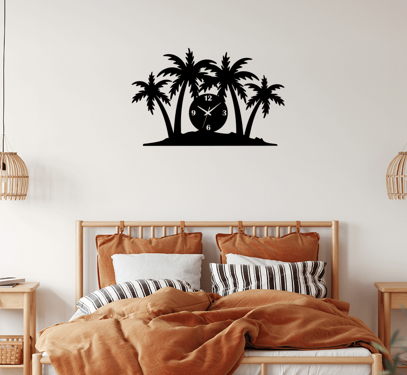 Palm Trees Metal Wall Art with Clock, view 7 by MetalPlex