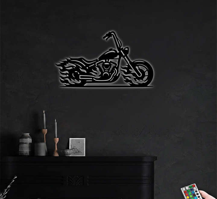 Flaming Bike Metal Wall Art, view 4 by MetalPlex