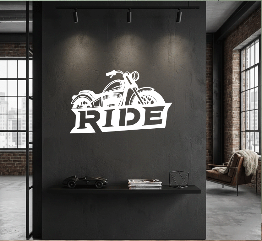 Ride Motorcycle Metal Wall Art