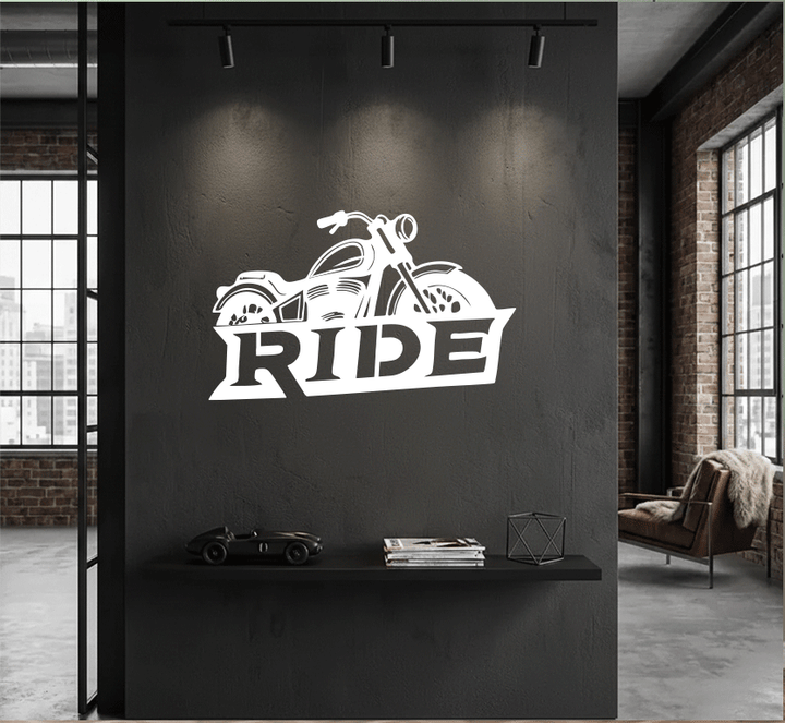 Ride Motorcycle Metal Wall Art
