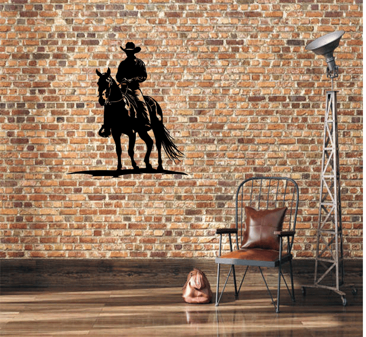 Cowboy on Horse Metal Wall Art