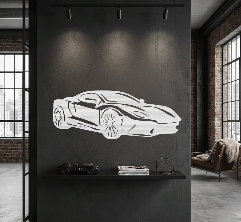 Super Car Silhouette Metal wall Art