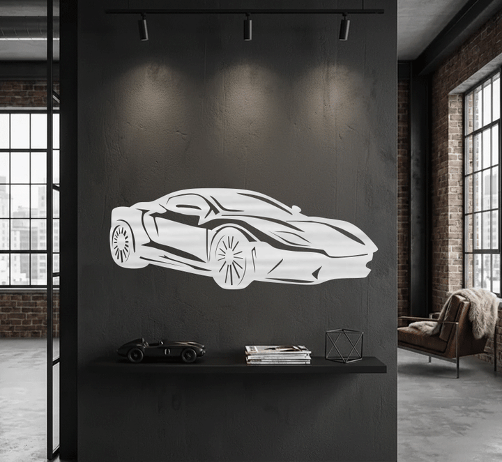 Super Car Silhouette Metal wall Art