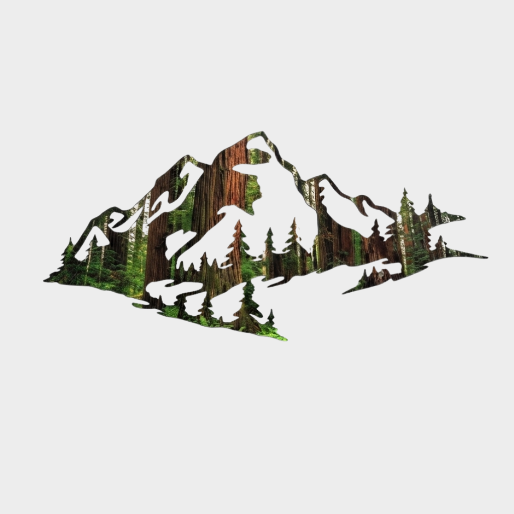 Redwood Mountain Range View Metal Wall Art – California Forest Wall Decor