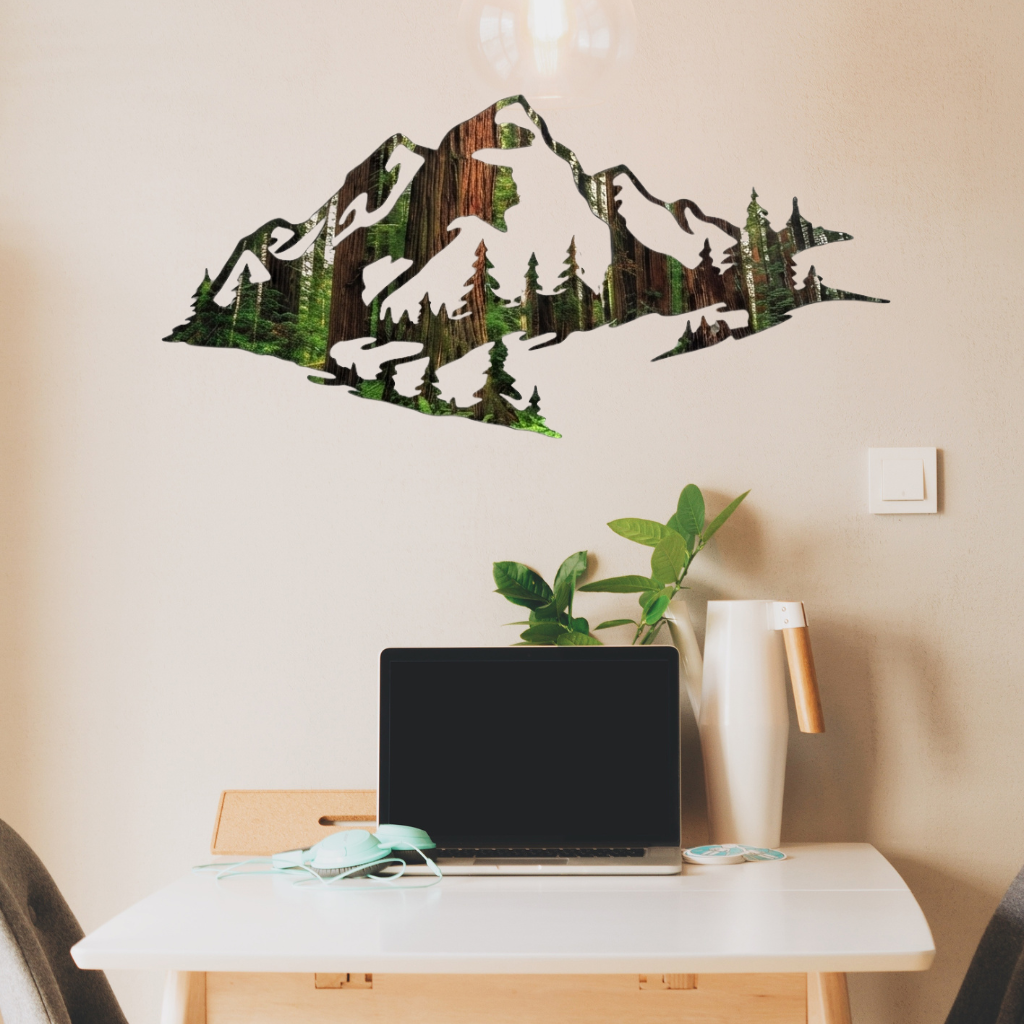 Redwood Mountain Range View Metal Wall Art – California Forest Wall Decor