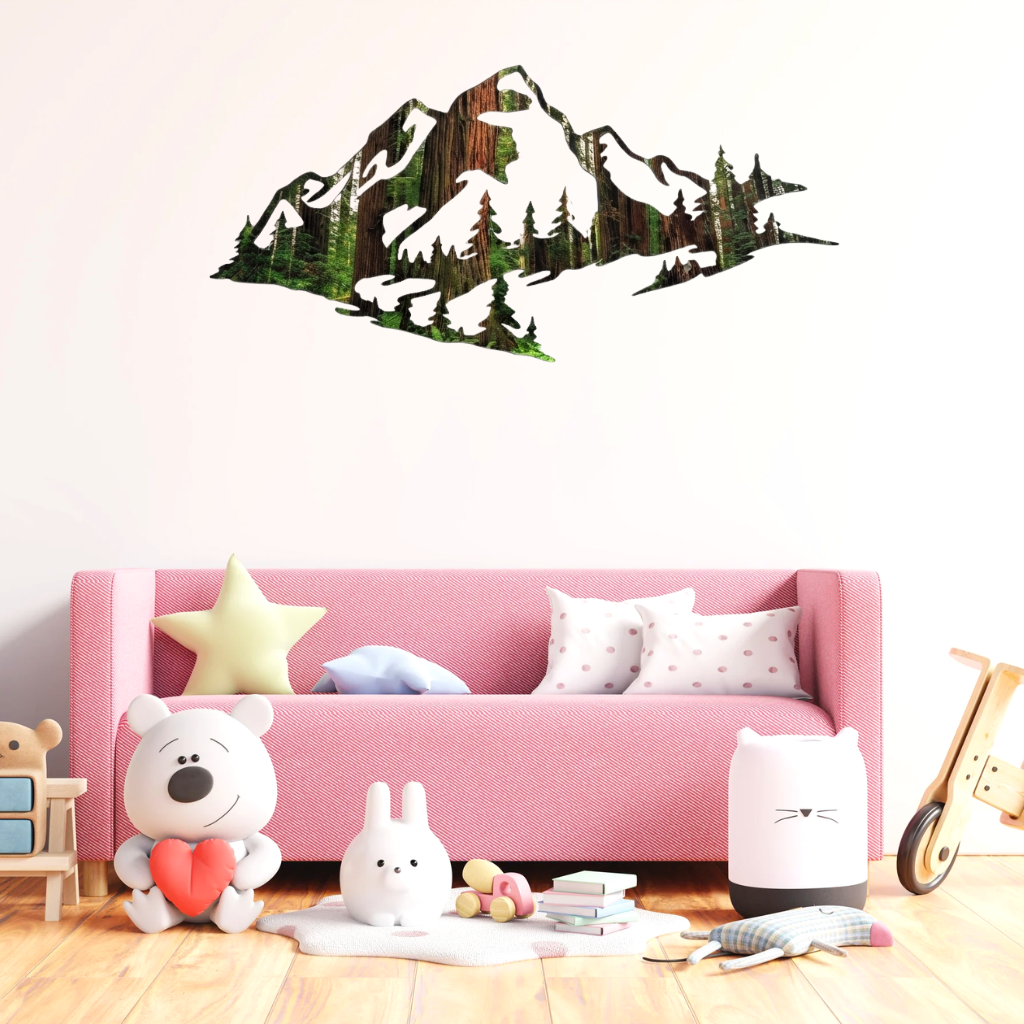 Redwood Mountain Range View Metal Wall Art – California Forest Wall Decor
